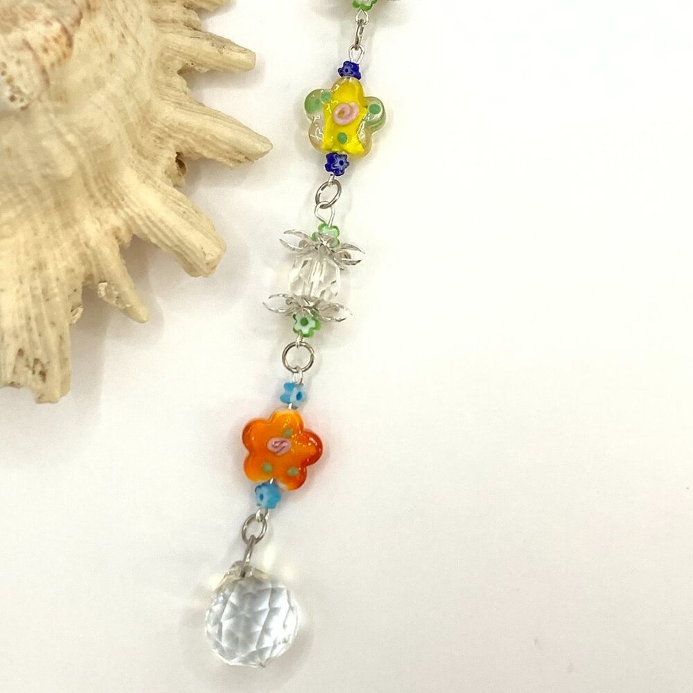 Flower Beads Car Rearview Mirror Suncatcher Prism Charm Gift Handmade CC104